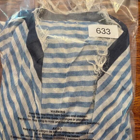 Randi & Will Long Open Cardigan Blue & White Stripe Women's One Size Sleeveless - Picture 9 of 9
